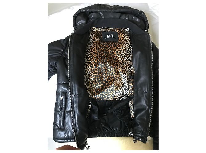 Chaqueta de plumón Dolce & Gabbana de cuero negro - vista 6
