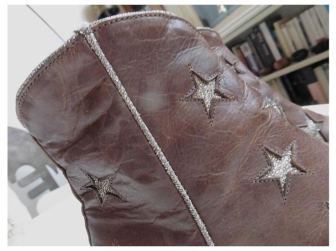 Botines Mexicana de piel marrón con estrellas plateadas Marrón oscuro - vista 6