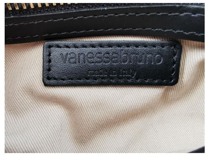 Borsa Moon Vanessa Bruno in ecopelliccia nera e pelle Nero Gold hardware - vista 10