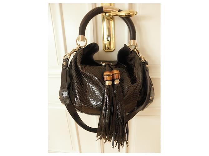 Borsa Gucci Indy Python Marrone Pelle Esotica - vista 2