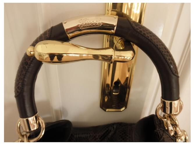 Borsa Gucci Indy Python Marrone Pelle Esotica - vista 3