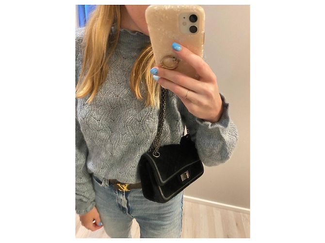 Bowling Borsa Chanel Reissue 2.55 in velluto nero - vista 4