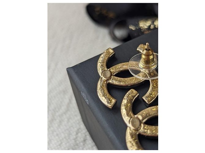 Chanel CC B21V GHW Große Kristall-Logo-Ohrringe mit Kassenzettel Golden - Ansicht 9