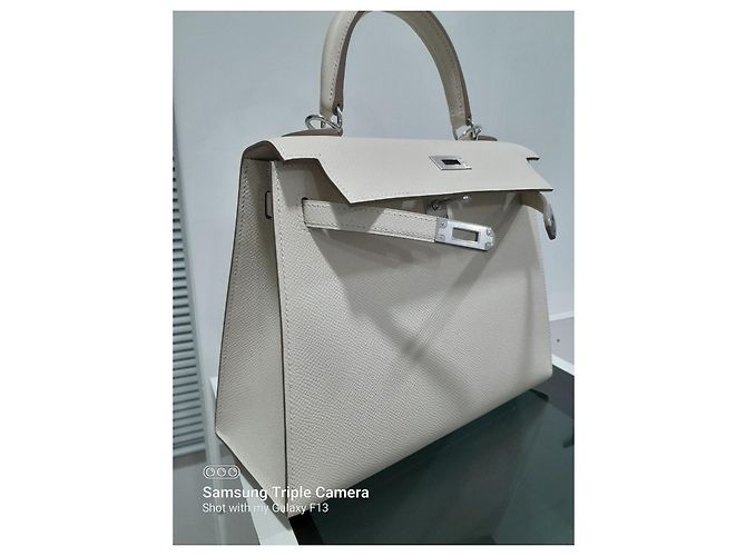 Hermès HERMES Kelly 25 borsa a mano U Epsom in pelle White Craie Bianco - vista 6