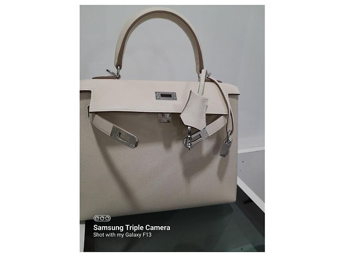 Hermès HERMES Kelly 25 borsa a mano U Epsom in pelle White Craie Bianco - vista 8