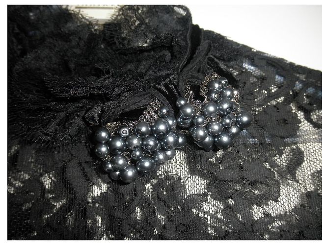 Dolce & Gabbana Schwarzes Viskose Kleid mit Perlenknoten - Ansicht 6