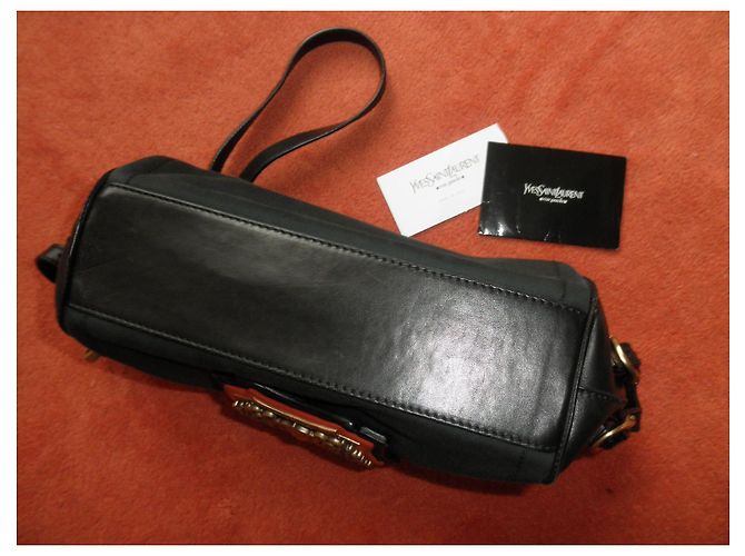 Shopping Monogramme Borsa Yves Saint Laurent in pelle e tessuto nera Nero - vista 3