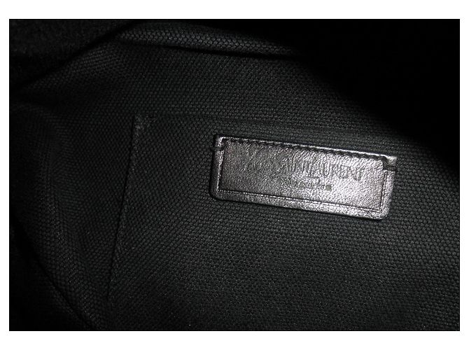 Shopping Monogramme Borsa Yves Saint Laurent in pelle e tessuto nera Nero - vista 5