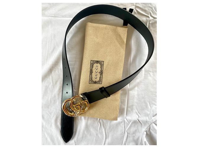 Cintura Gucci GG Marmont in pelle nera 80cm Nero - vista 2
