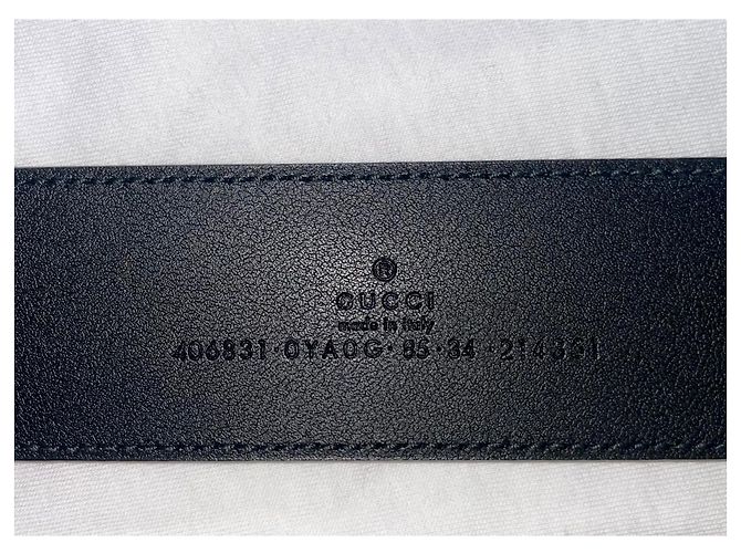 Cintura Gucci GG Marmont in pelle nera 80cm Nero - vista 3
