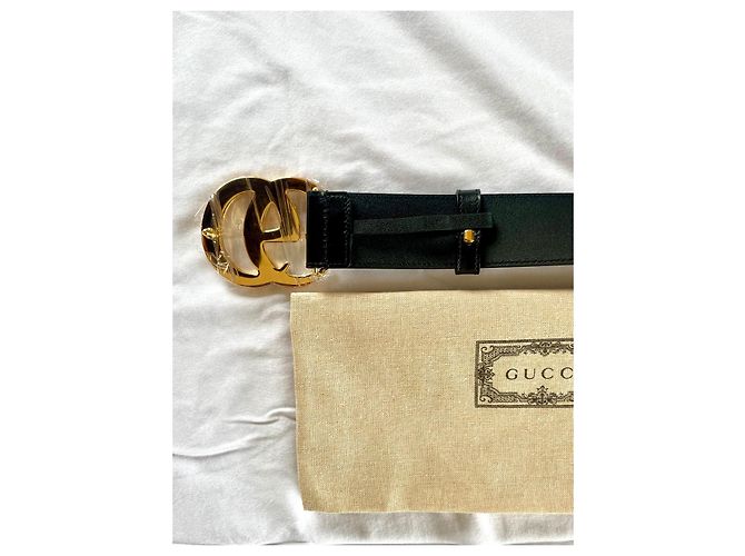 Cintura Gucci GG Marmont in pelle nera 80cm Nero - vista 4
