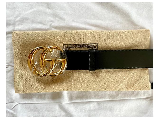 Cintura Gucci GG Marmont in pelle nera 80cm Nero - vista 5