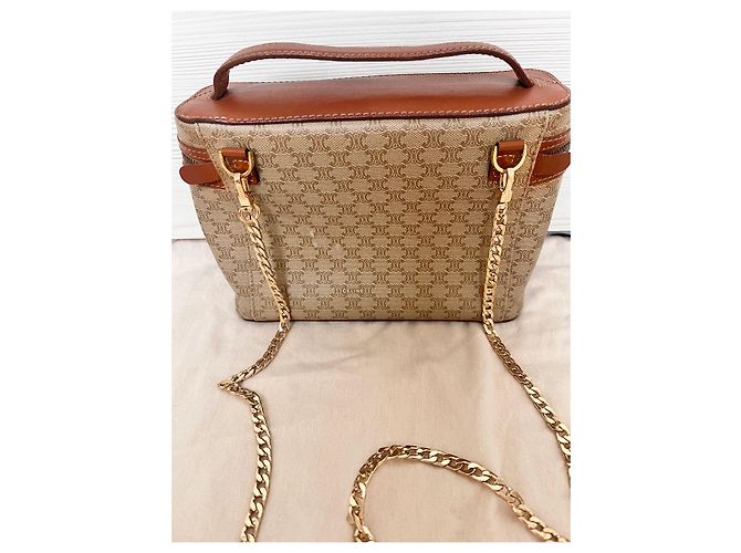 Autre Marque Borsa Vanity Celine in pelle kaki Cachi - vista 2