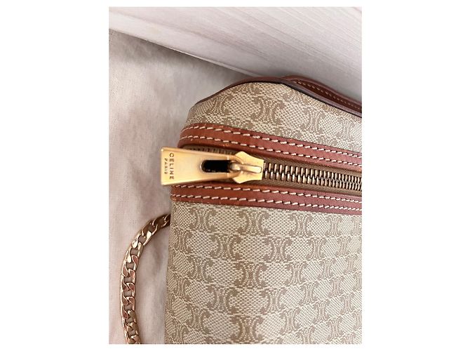 Autre Marque Borsa Vanity Celine in pelle kaki Cachi - vista 5