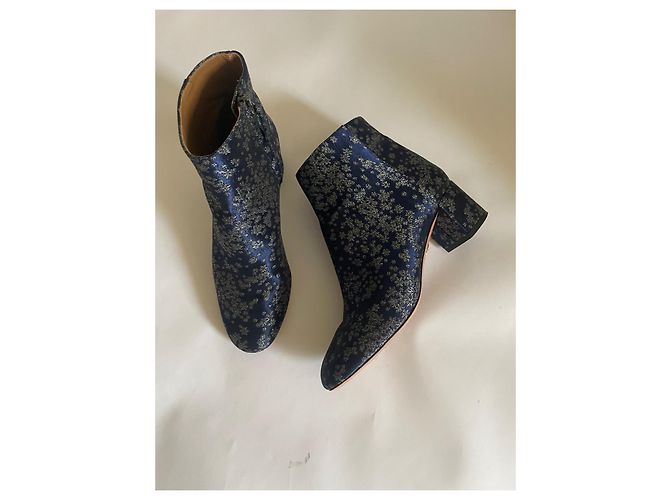 Stivaletti Aquazzura in raso blu e argento Taglia 36 - vista 11