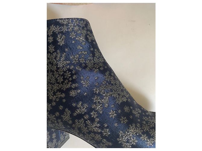 Stivaletti Aquazzura in raso blu e argento Taglia 36 - vista 3