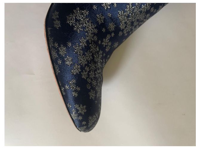 Stivaletti Aquazzura in raso blu e argento Taglia 36 - vista 4