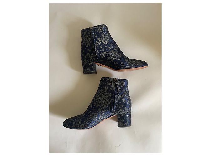 Stivaletti Aquazzura in raso blu e argento Taglia 36 - vista 7
