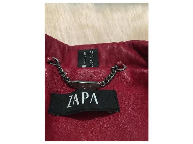 Zapa Lederjacke Dunkelrot Bordeaux - Ansicht 3