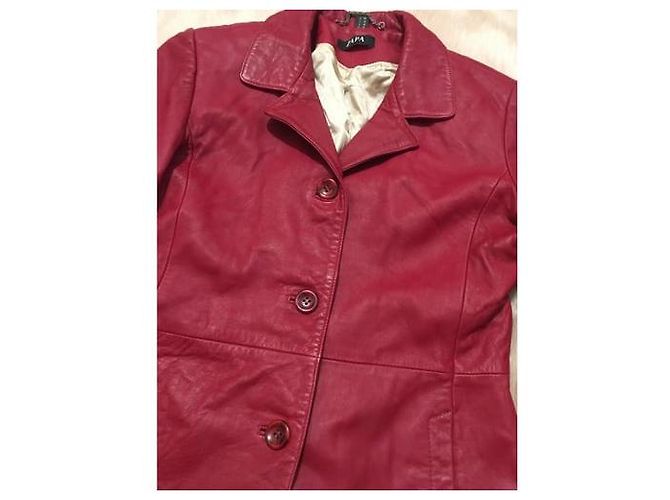 Zapa Lederjacke Dunkelrot Bordeaux - Ansicht 5