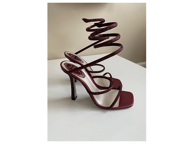 Sandali con tacco Cleo Rene Caovilla in raso bordeaux e cristalli - vista 2