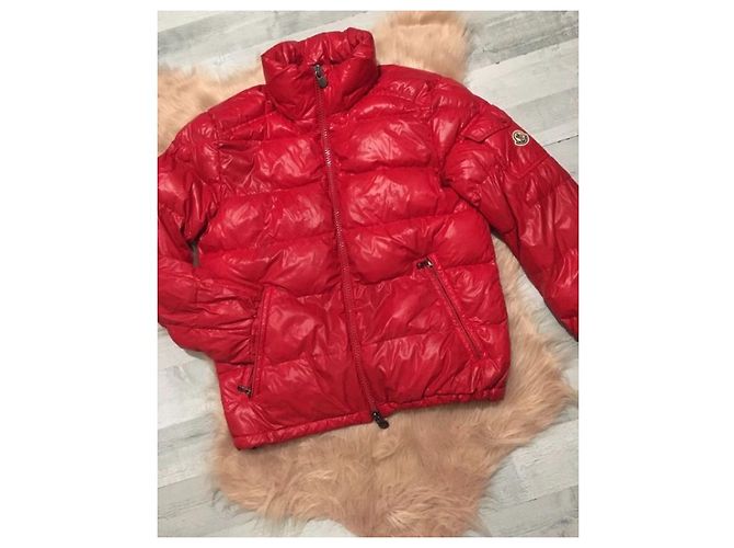 Abrigo Moncler Rojo de Nylon Roja Burdeos - vista 7