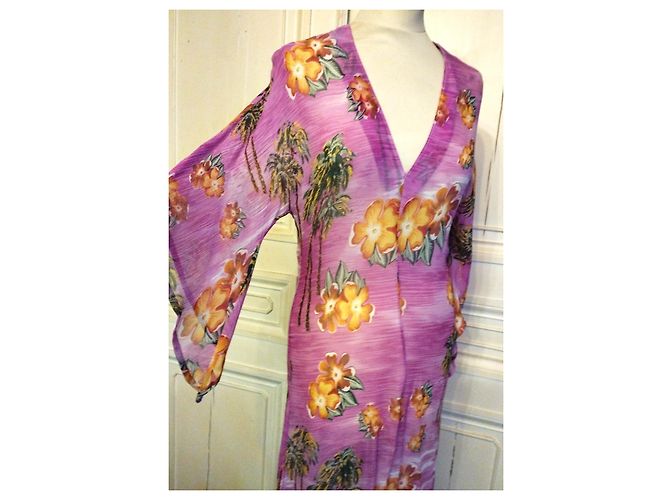 ANTIK BATIK PAGODE PALMSEIDENKLEID S 36 Pink - Ansicht 5