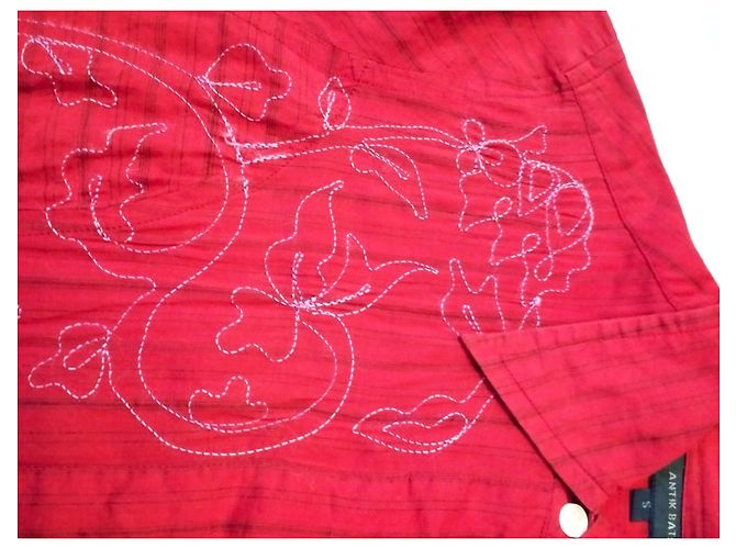 ANTIK BATIK KLEID FOLK KLEID BAYADERE BESTICKTES HEMD TS ODER T36/38 Rot - Ansicht 10
