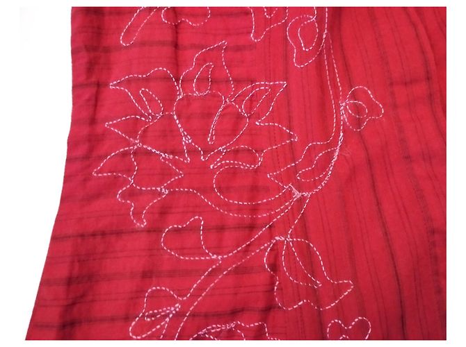 ANTIK BATIK KLEID FOLK KLEID BAYADERE BESTICKTES HEMD TS ODER T36/38 Rot - Ansicht 11