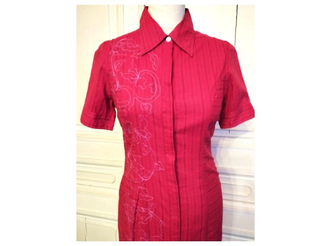 ANTIK BATIK KLEID FOLK KLEID BAYADERE BESTICKTES HEMD TS ODER T36/38 Rot - Ansicht 5