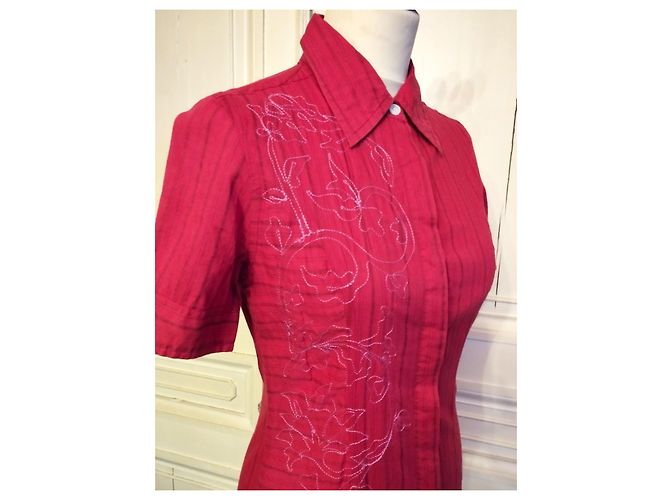 ANTIK BATIK KLEID FOLK KLEID BAYADERE BESTICKTES HEMD TS ODER T36/38 Rot - Ansicht 6