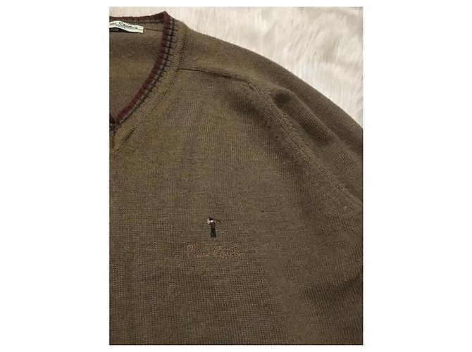 Maglia Pierre Cardin in lana con scollo a V marrone Nero Multicolore Cachi - vista 4