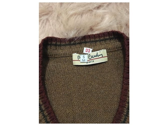 Maglia Pierre Cardin in lana con scollo a V marrone Nero Multicolore Cachi - vista 7