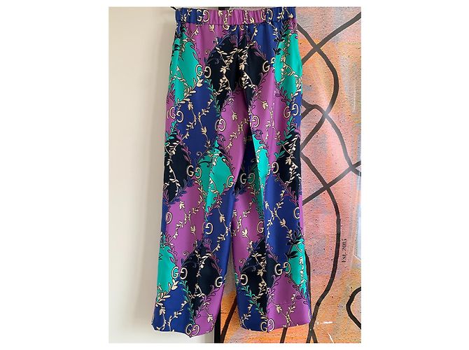 Gucci Seidenhose mit Logo Mehrfarben - Ansicht 3
