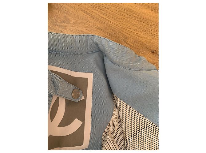 Chanel Gilet Light Blue Cotton Logo - vista 11