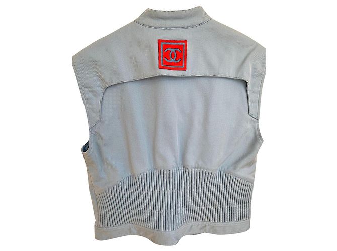 Chanel Gilet Light Blue Cotton Logo - vista 2
