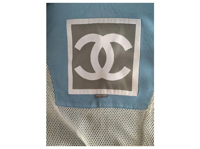 Chanel Gilet Light Blue Cotton Logo - vista 7