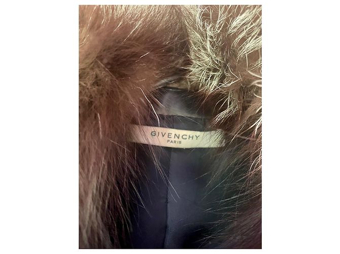 Givenchy Gesteppte Lederjacke Schwarz mit Silberfuchskragen - Ansicht 17
