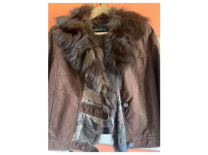Giacca Ramosport in cotone marrone con inserti in pelle - vista 10