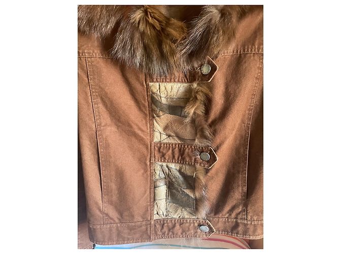 Giacca Ramosport in cotone marrone con inserti in pelle - vista 6