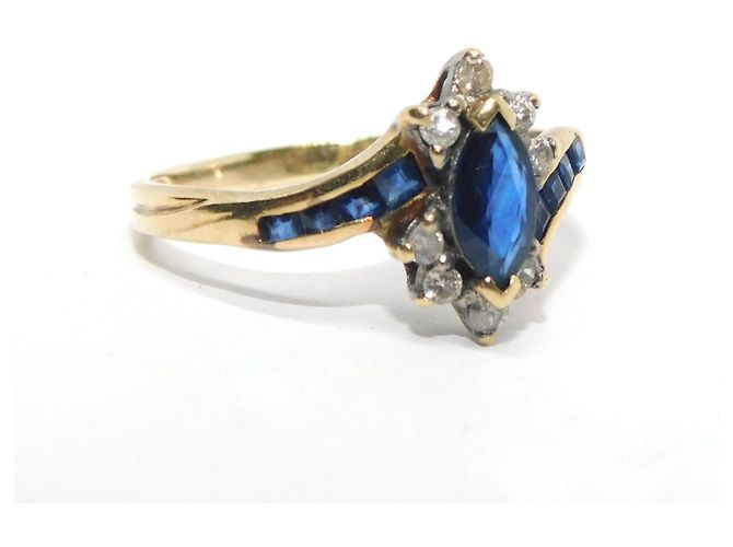 Autre Marque Saphir-Diamant-Shuttle-Ring in Gelbgold - Ansicht 2