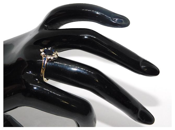 Autre Marque Saphir-Diamant-Shuttle-Ring in Gelbgold - Ansicht 6