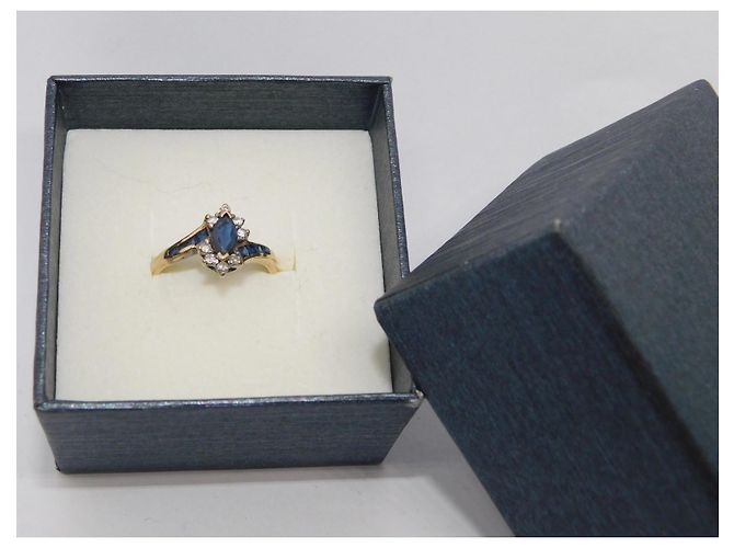 Autre Marque Saphir-Diamant-Shuttle-Ring in Gelbgold - Ansicht 8