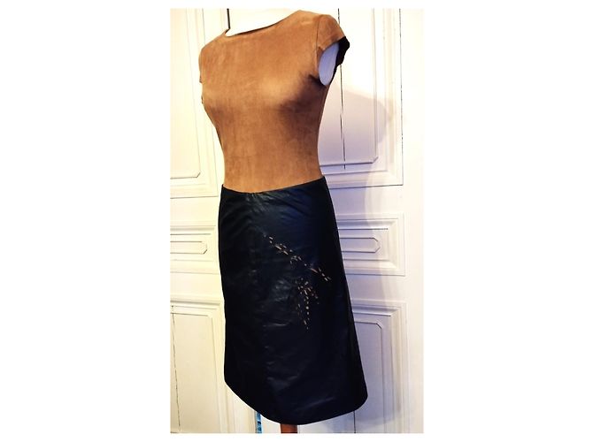 BARBARA BUI ROCK ROCK GLACIS LEDEREFFEKT DURCHBROCHENE LASERSCHNITTE T 36/38 Schwarz - Ansicht 2