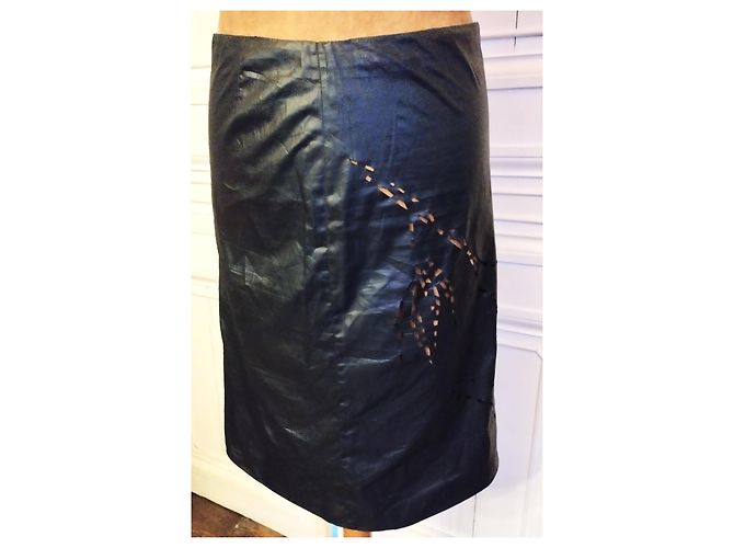 BARBARA BUI ROCK ROCK GLACIS LEDEREFFEKT DURCHBROCHENE LASERSCHNITTE T 36/38 Schwarz - Ansicht 5
