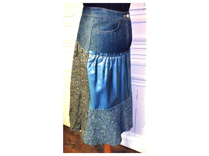 GONNA CHRISTIAN LACROIX GONNA PATCHWORK DENIM..WOOL..SCHINTZ..DENTEL T 34/36 Multicolore - vista 13