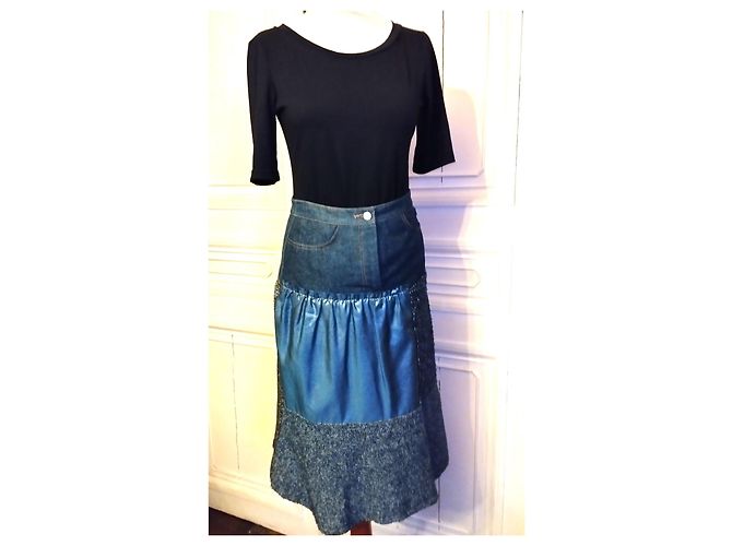 GONNA CHRISTIAN LACROIX GONNA PATCHWORK DENIM..WOOL..SCHINTZ..DENTEL T 34/36 Multicolore - vista 17