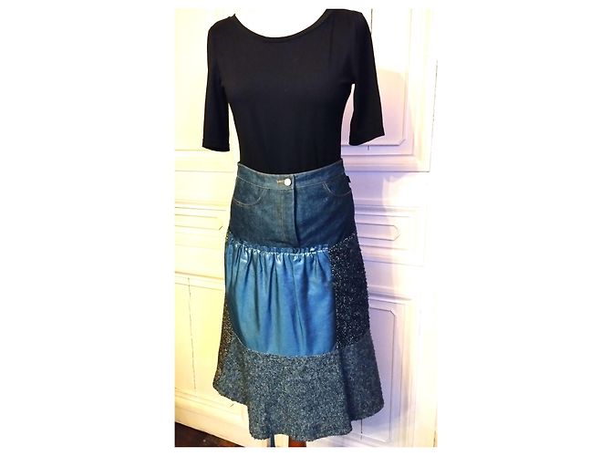GONNA CHRISTIAN LACROIX GONNA PATCHWORK DENIM..WOOL..SCHINTZ..DENTEL T 34/36 Multicolore - vista 2