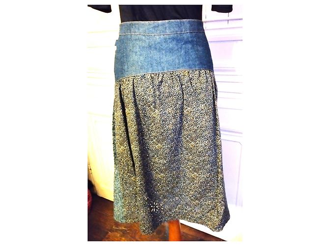 GONNA CHRISTIAN LACROIX GONNA PATCHWORK DENIM..WOOL..SCHINTZ..DENTEL T 34/36 Multicolore - vista 4