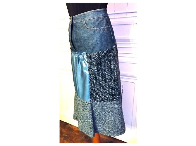 GONNA CHRISTIAN LACROIX GONNA PATCHWORK DENIM..WOOL..SCHINTZ..DENTEL T 34/36 Multicolore - vista 6
